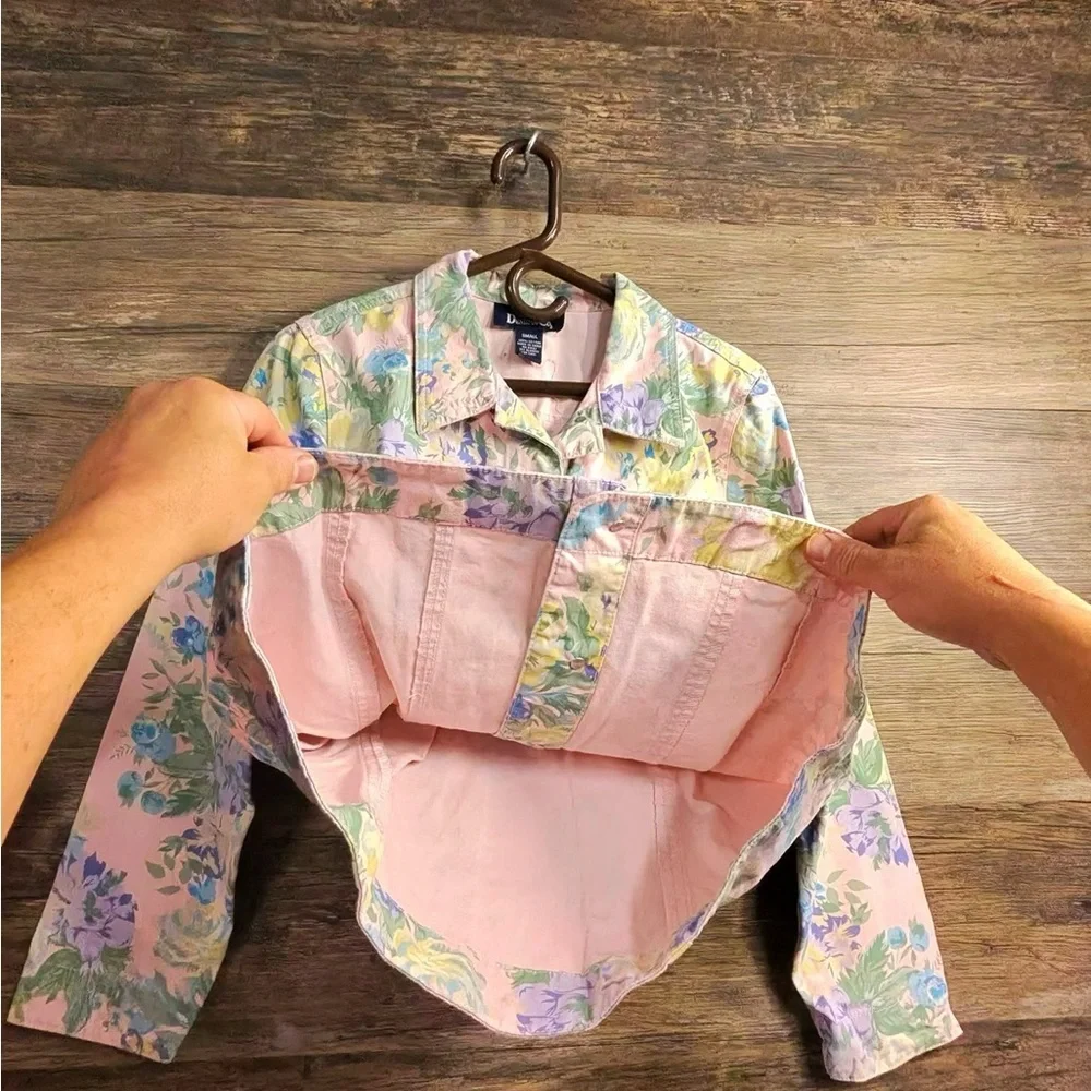 Denim&Co Multicolor Floral Pastel Jean Jacket - Picture 2 of 6
